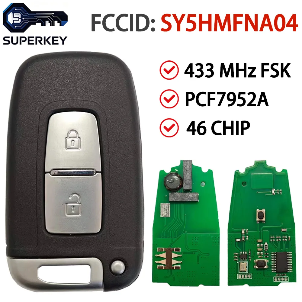 SUPERKEY 2 Button 433Mhz 46 Chip Smart Remote Key For Hyundai IX35 Tucson 2010 2011 2012 2013 For Kia Picanto 2011 SY5HMFNA04
