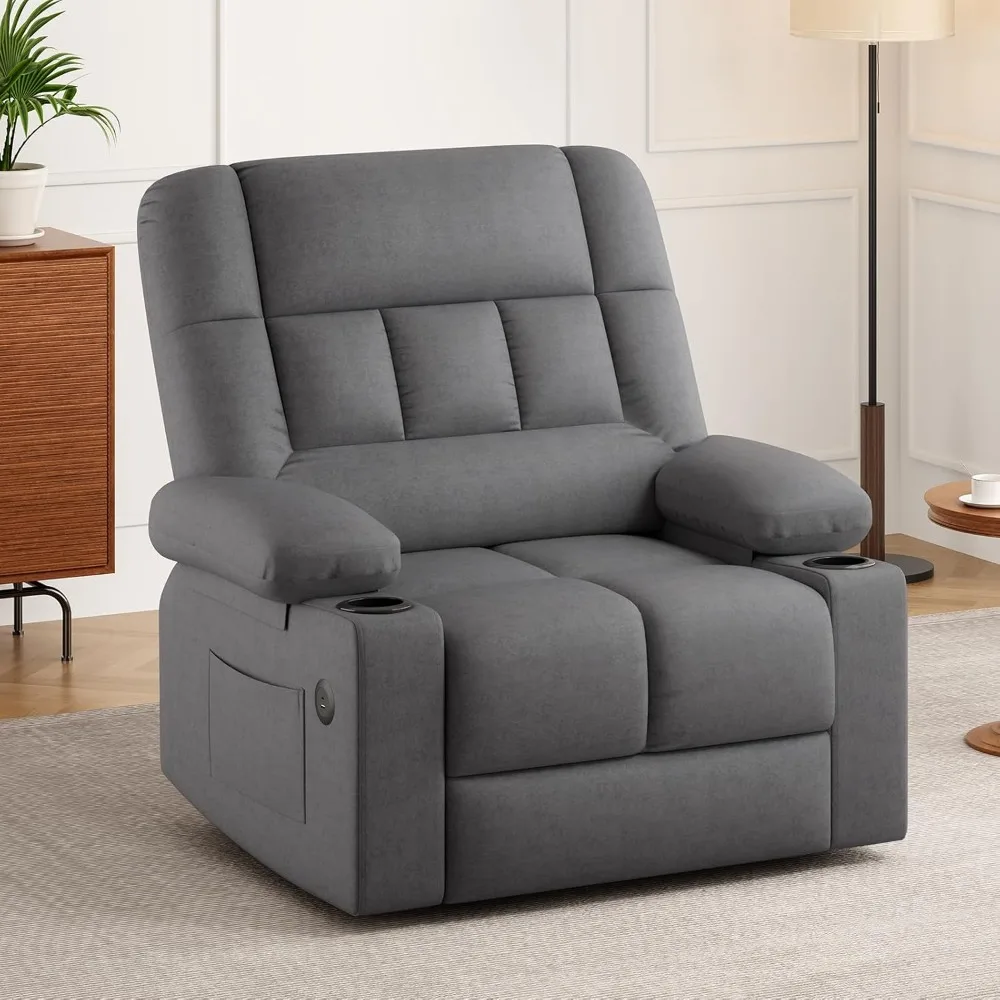 كرسي كرسي رفع كهربائي كبير الحجم مع تدليك، حرارة، منافذ USB لكبار السن الكبار والطويل