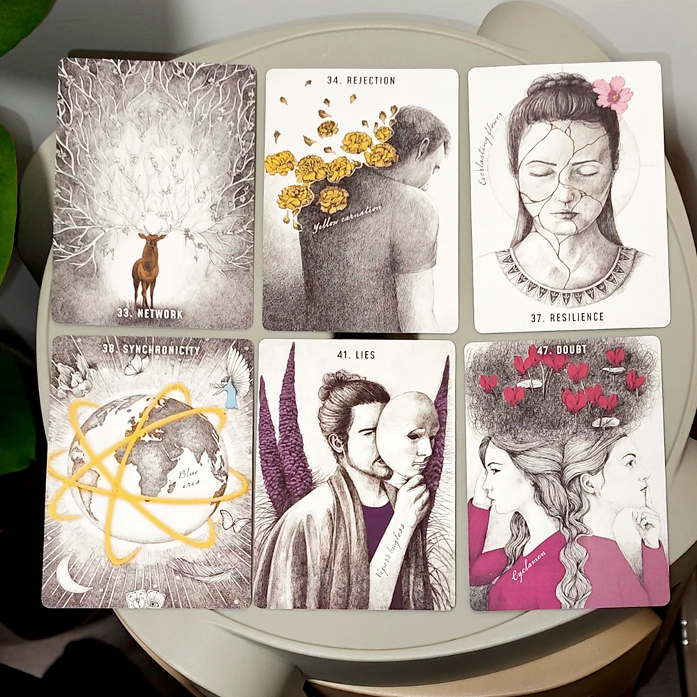 

10.5x7.5cm Akasha Oracle Deck 50 Cards To Unlock Past Life Wisdom Akashic Records Printed on 350GSM Double-embossed Cardstock