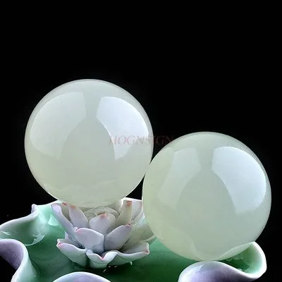 Natural Afghan ice white jade handball health ball for the elderly Tai Chi fitness ball solid hand turn handle