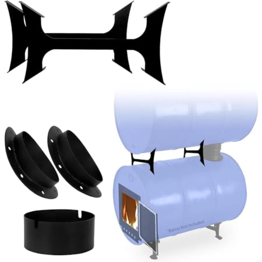 

Double Barrel Wood Stove Kit Ideal for 55-Gallon Drum Conversion Efficient Outdoor Firewood Camp Stove for Emergency Heating an