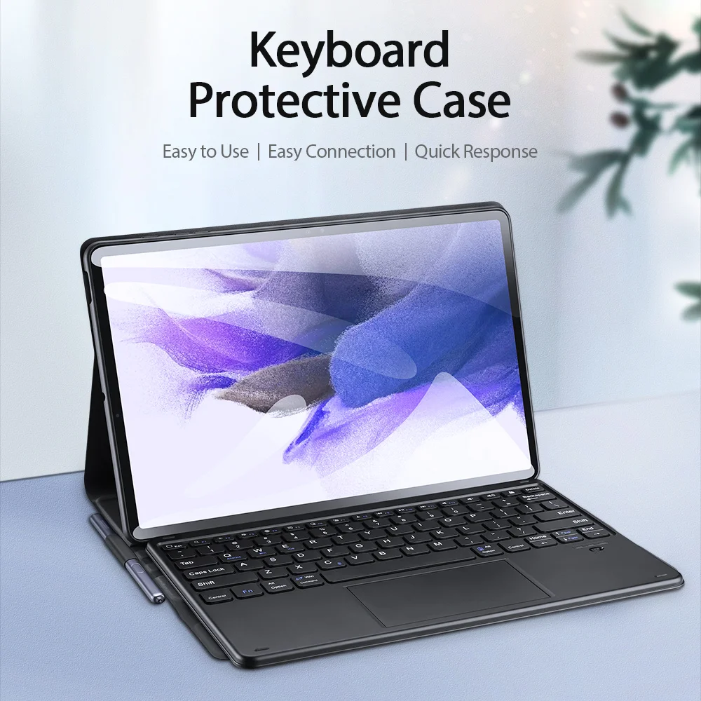 Touchpad Keyboard  Protective Case For Samsung Tab S7 Plus Bluetooth 5.0 Wireless Keyboard Case For Samsung Galaxy Tab S7 FE