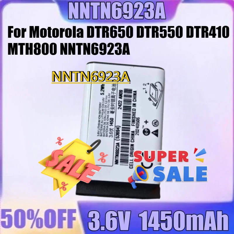 

For Motorola DTR650 DTR550 DTR410 MTH800 NNTN6923A Walkie-talkie Battery New NNTN6923A 3.6V 1450mAh High Quality Battery