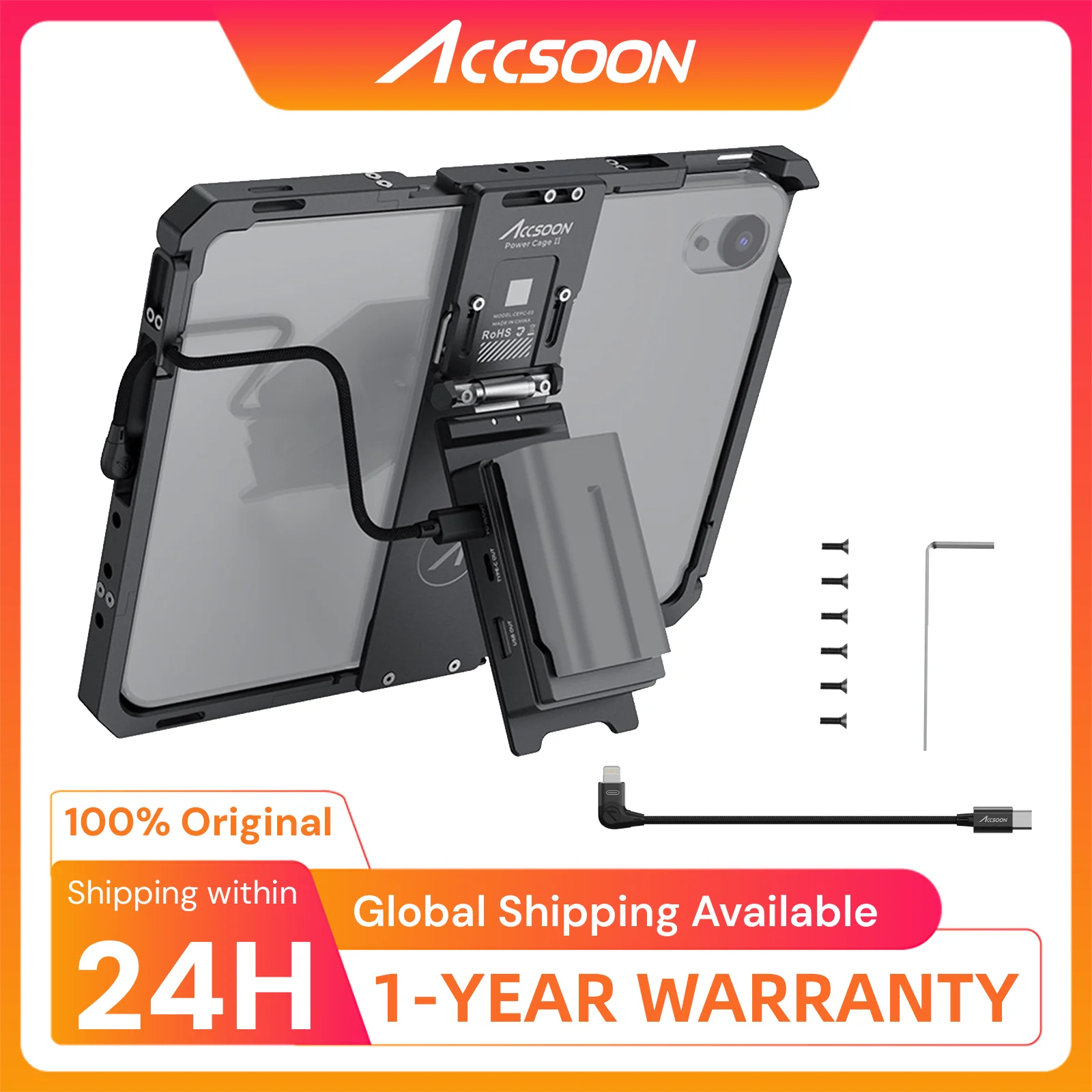 ACCSOON Điện Lồng Dùng Cho Lpad 7/8th Không Khí 3/4th 10.5 Inch Ipad Pro 11 Inch Lpad pro (1/2th) dành Cho Máy Ảnh Phát Trực Tiếp Màn Hình