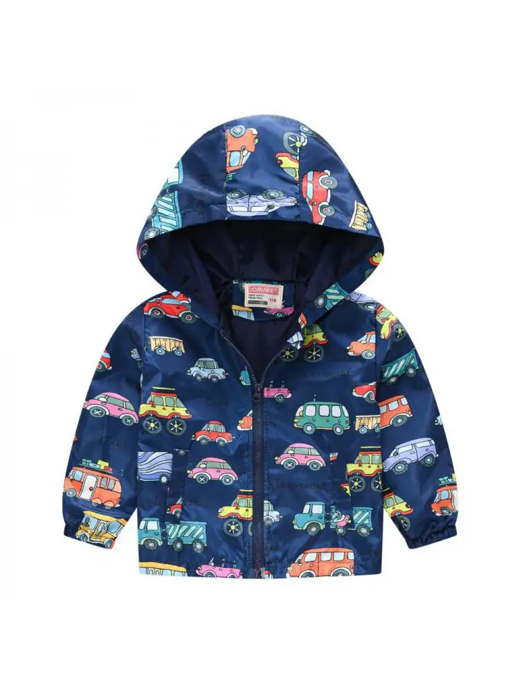 3/5/7 year Kids Windbreaker Zipper Baby Spring Summer Coat Many Cartoon Patterns Toddler Boy Jacket Waterproof Wind Clothes