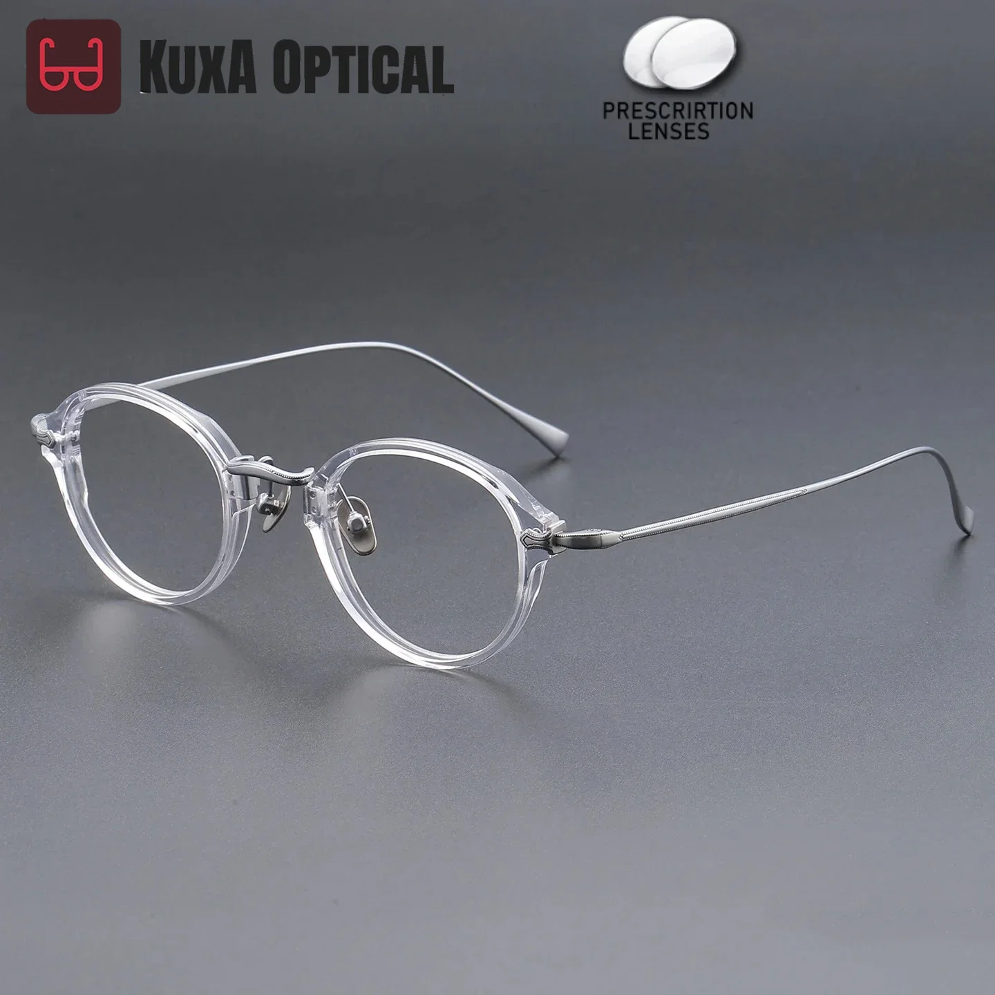 KUXA جديد خمر خلات إطار نظارات من التيتانيوم مع العدسات الطبية قصر النظر القراءة النظارات التقدمية الأشعة فوق البنفسجية المضادة للانعكاس #4