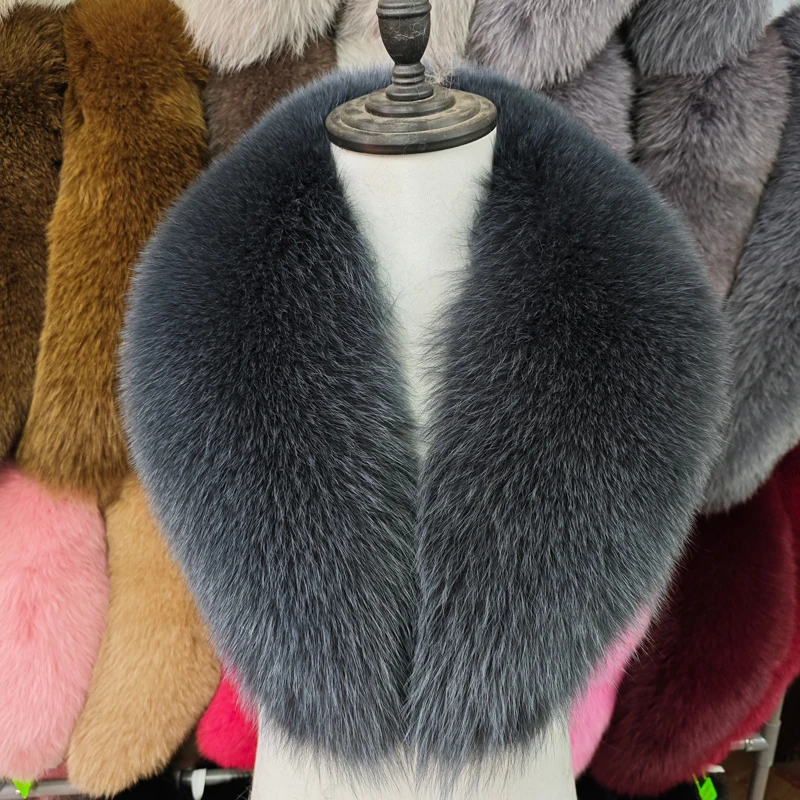 

100% натуральный воротник из натурального лисьего меха для женщин и мужчин, пальто, куртка, меховой шарф, шали