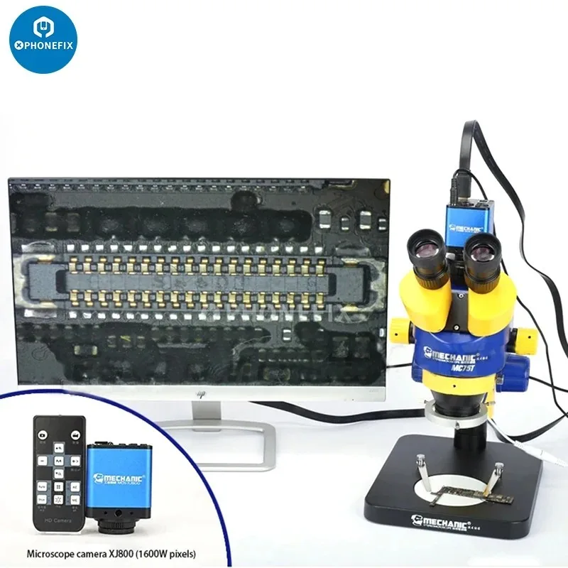 MECHANIK MC75T-B1 7X-45X ciągły zoom przemysłowy trinokularowy mikroskop stereoskopowy HD elektroniczny powiększony mikroskop obserwacyjny