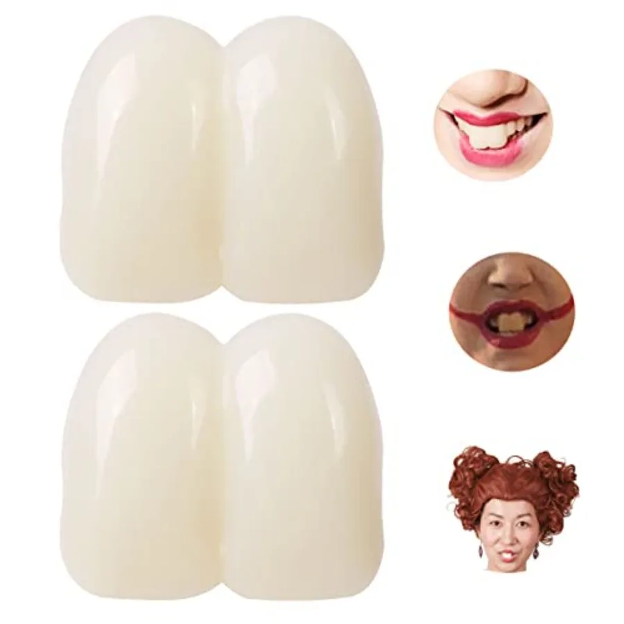 2 Pieces 17mm Deluxe Custom Big Buck Teeth Caps for Clown Bunny Hillbilly Costume white