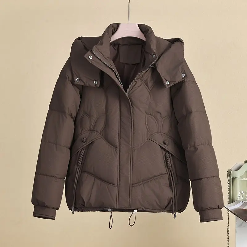 2025 New Winter Coat Women Down Short Padded Jacket Parkas Thick Cotton Coats Clothes Black Khaki Outerwear Female