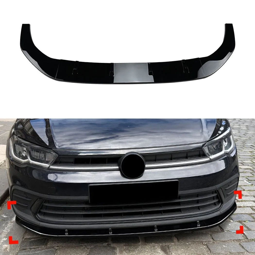 

Car Front Bumper Lip Spoiler For Volkswagen Polo MK6.5 Standard Edition 2022-2025 Front Bumper Protector Lower Blade Splitter