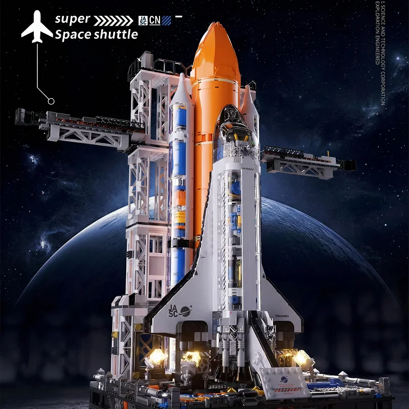 Klemmbausteine Super Space Shuttle mit LED-Bausteinen Flugzeug Raumschiff Modellbausatz Jungen Spielzeug Erwachsene Kinder DIY Geschenk 2200 Teile