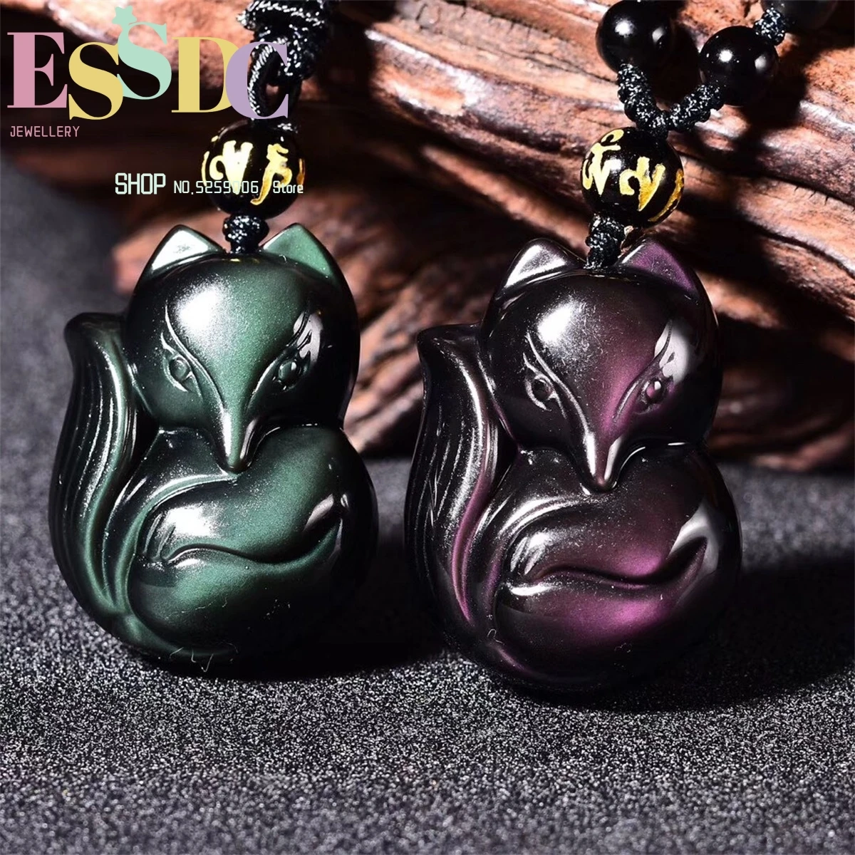 Natural Obsidian Rainbow Eye Fox Pendant Men And Women Fashion Necklace  Wholesale Charm Exquisite Personality Retro Gift