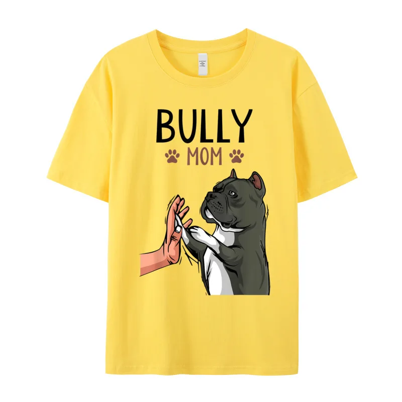American Bully Mom Cute Dog T Shirt Birthday Newest Crewneck Combed cotton Tops & Tees Tops T Shirt for Male NEW YEAR DAY