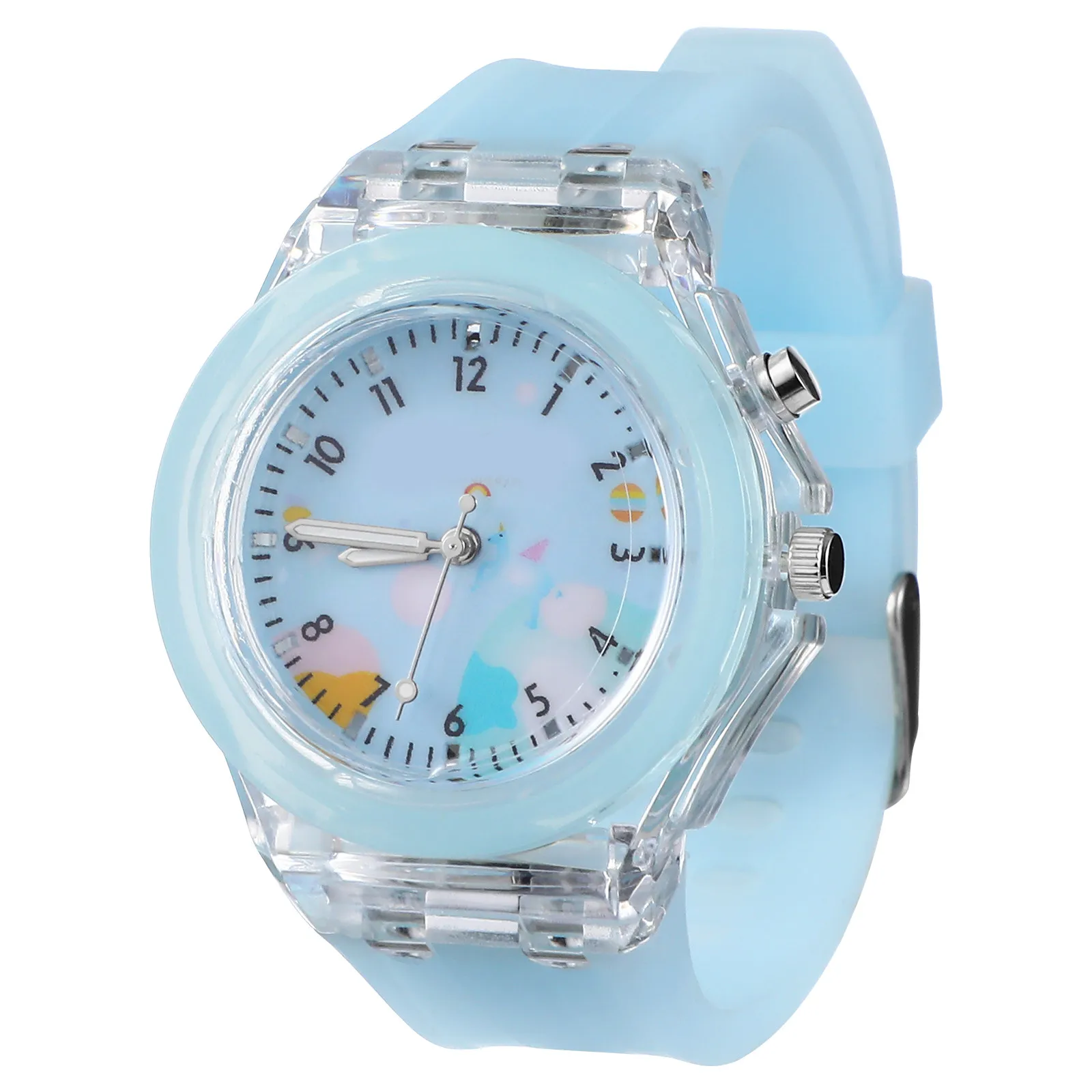 

Kids Analog Watch for Girls Comfortable Ergonomic Design Bright Cartoon Dial Quartz Movement Clear
