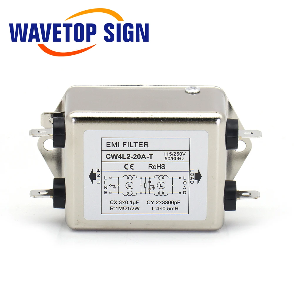 WaveTopSign Power EMI Filter CW4L2-10A-T/S CW4L2-20A-T/S Single Phase AC 115V / 250V 20A 50/60HZ