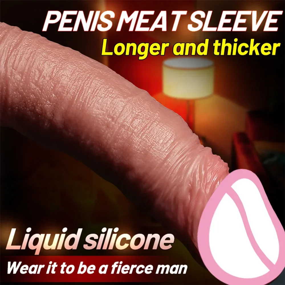 Reusable Silica Gel Penis Sleeve For Men Dick Enlarger Extension Reduce Sensitivity Delayed Ejaculation Dick Ring Adult Sex Toys