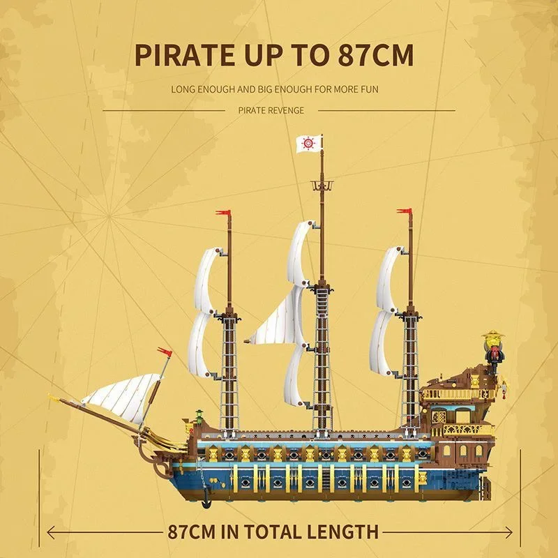 Reobrix 66011 The Royal Fleet The Sun Pirate Ship Model MOC Brick Small Particle Assembly Toys Building Blocks Gift For Boys - view 6