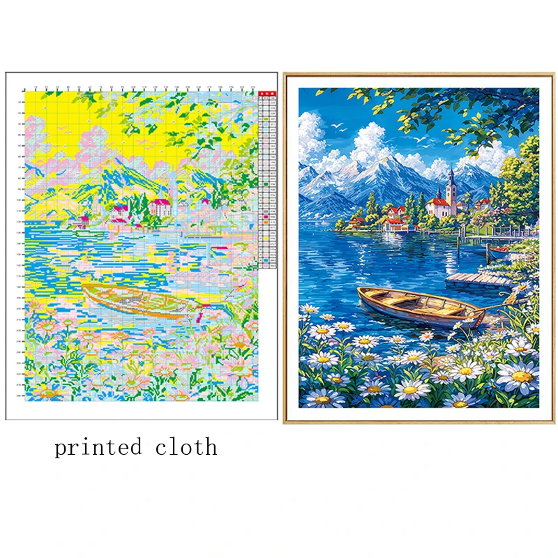 

DIY живопись набор для вышивки крестом приморский городок 11CT 9CT вышивка крестиком рукоделие ремесло ткань с принтом домашний декор новый