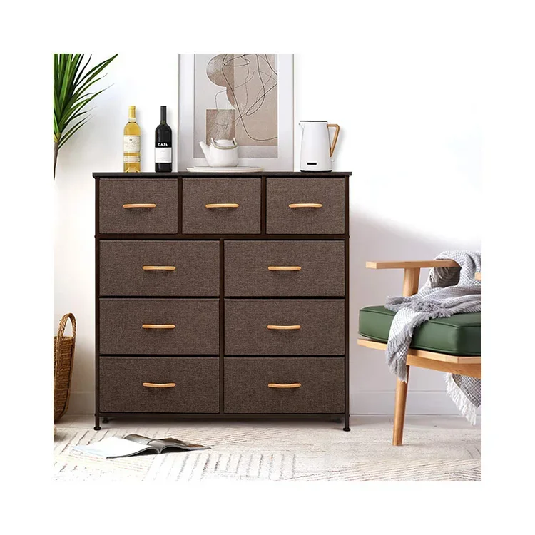 

s#A Modern Home Furniture Brown Mdf Wooden Chest 9 Drawers Chest Tall Clothing Dresser