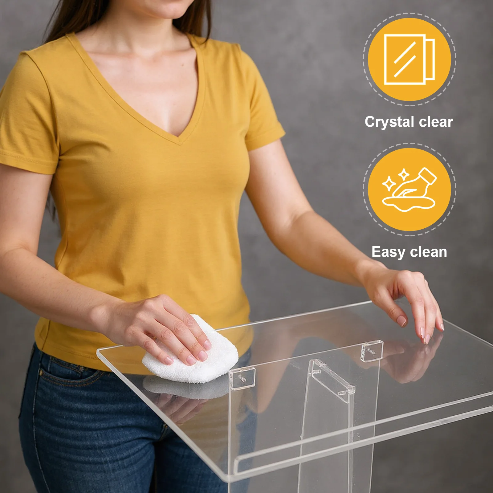 Clear Acrylic Podium 43.31 Inch Lecterns & Podiums 43.31'' H for Church School Office Conference Home