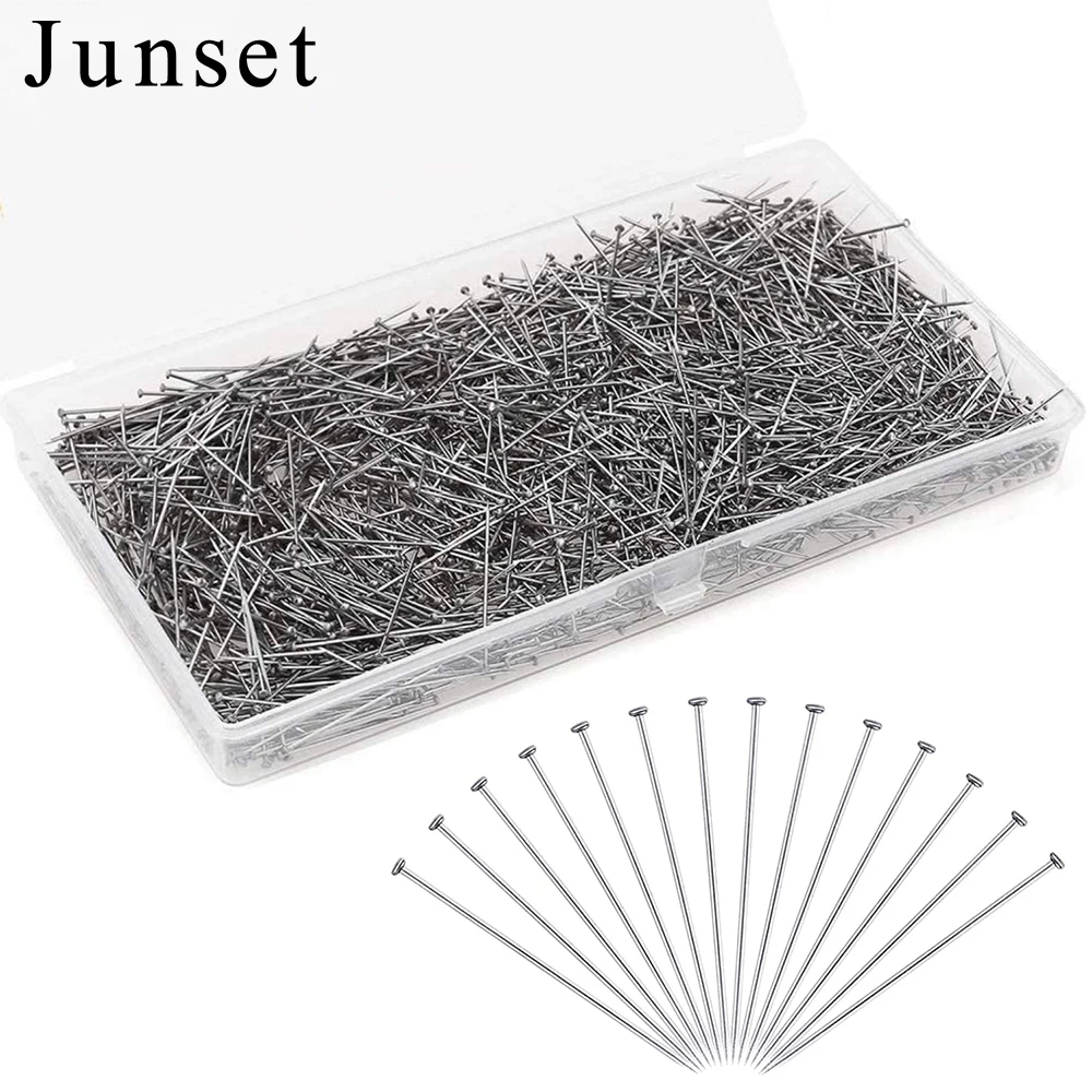 

2000PCS Stainless Steel Straight Pins 26mm Fabric Dressmaker Pins Flat Head Fine Satin Pins for Quilting Sewing Jewelry Crafts