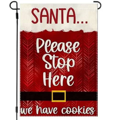 Garden flag, 12” x 18”, please stop here, burlap polyester double-sided UUI GGX