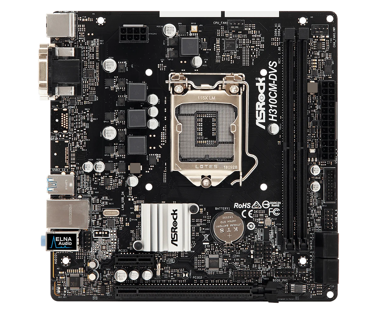 ASRock H310CM-DVS Motherboard LGA 1151 Intel H310 DDR4 32GB SATA3 M.2 Support I7-9700F I5-9400 I5-8400 I3-8100 CPU