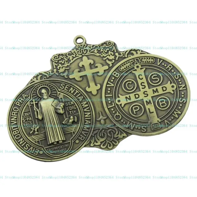 

652F Antiqued Metal Christian Keychain Pendant Key Chain Praying Ornament Pendant for Car Auto Rear Mirrored Decoration
