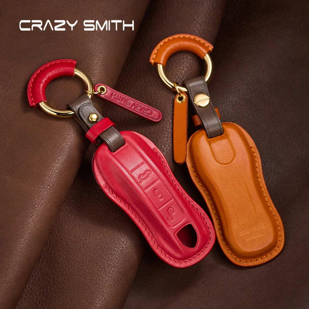 

Кожаный чехол CRAZYSMITH ручной работы для ключей Porsche Cayenne, Macan, Taycan – роскошный подарок