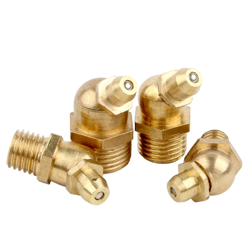 M6 M8 M10 M12 M14 M16 Brass  Zerk Nipple Copper Oil Mouth Thread Straight 45 90 Degree Universal Joint Grease Gun Nozzles