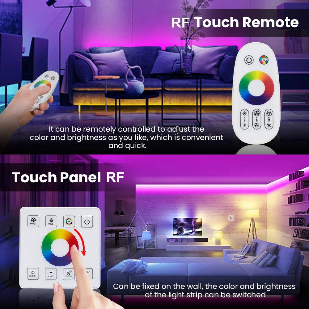 LED RGB Neon Strip Rope Light Wall Touch Switch 220V 110V 24key Remote control Power Kit Flexible Silicone Lamp Waterproof Decor