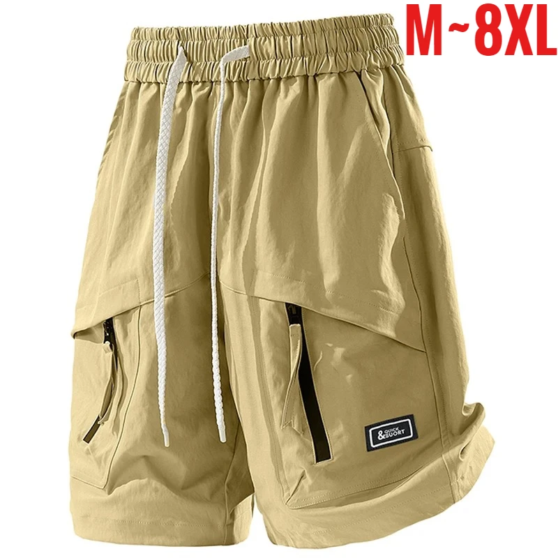 

Мужские хлопковые шорты-карго с эластичным поясом на шнурке, большие размеры до 8XL, повседневные летние укороченные брюки до колена