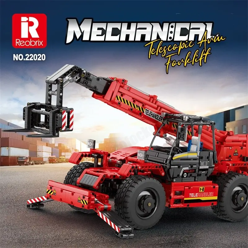 22020 technical Remote-controlled electric Telescopic Arm Forklift Model Building Blocks Bricks Toys Christmas Gifts