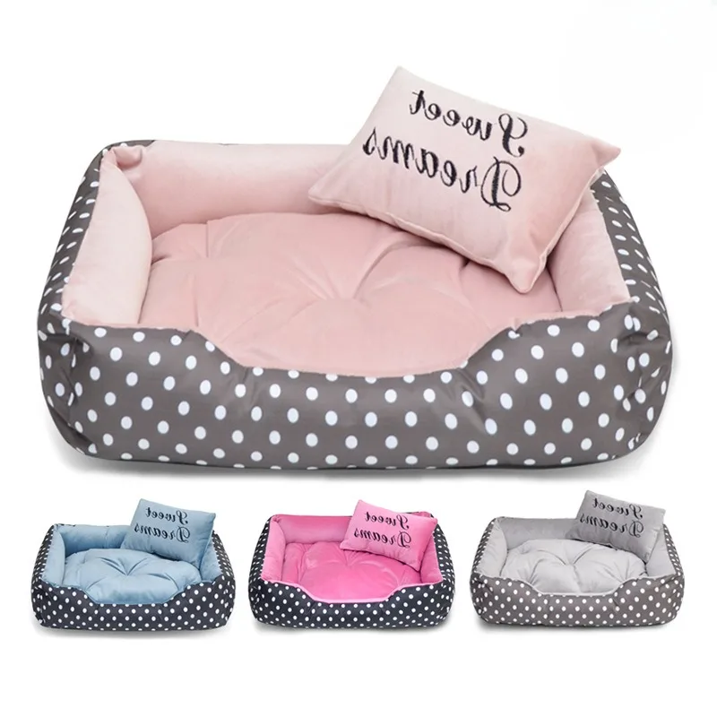 Autumn and Winter New Polka Dot Printing Square Cat Kennel Pet Sofa Four Seasons Small and Medium-Sized Dogs Cat Puppy Supplies