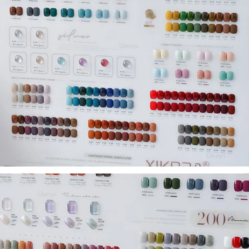 Glenile-Colle de vernis à ongles en gel, différentes bouteilles avec carte de couleurs, ensemble de vernis d'art de salon, 200 couleurs, automne et hiver