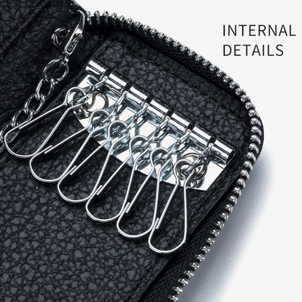 Многофункциональный брелок для ключей с застежкой-молнией, прочный держатель для ключей для домашних хозяйств, мягкая кожа, подвесной органайзер для автомобильных ключей на талии для мужчин