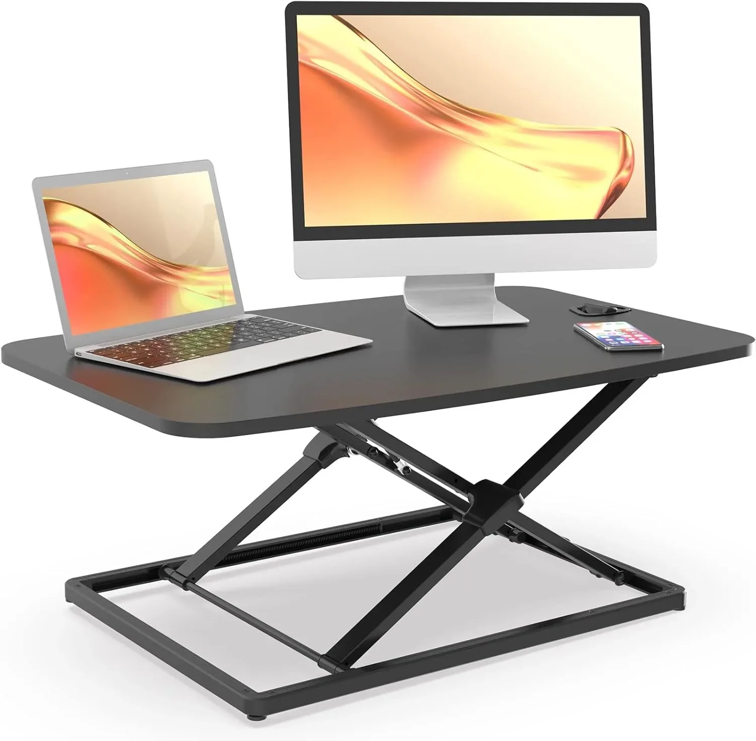 Standing Desk Converter,31Inch Compact Height Adjustable Stand up Desk Riser,Low Profile Sit to Stand Desk y Laptop Workstation