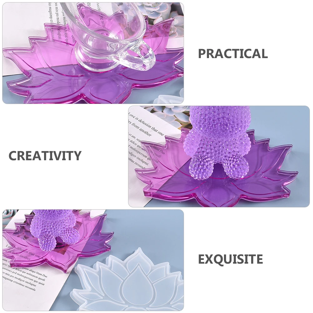 

Crystal Epoxy Mold Lotus Shaped Coaster Diy Silicone Tray Cup Pad Making Durable Creative Design Fine Craftsmanship Easy Clean
