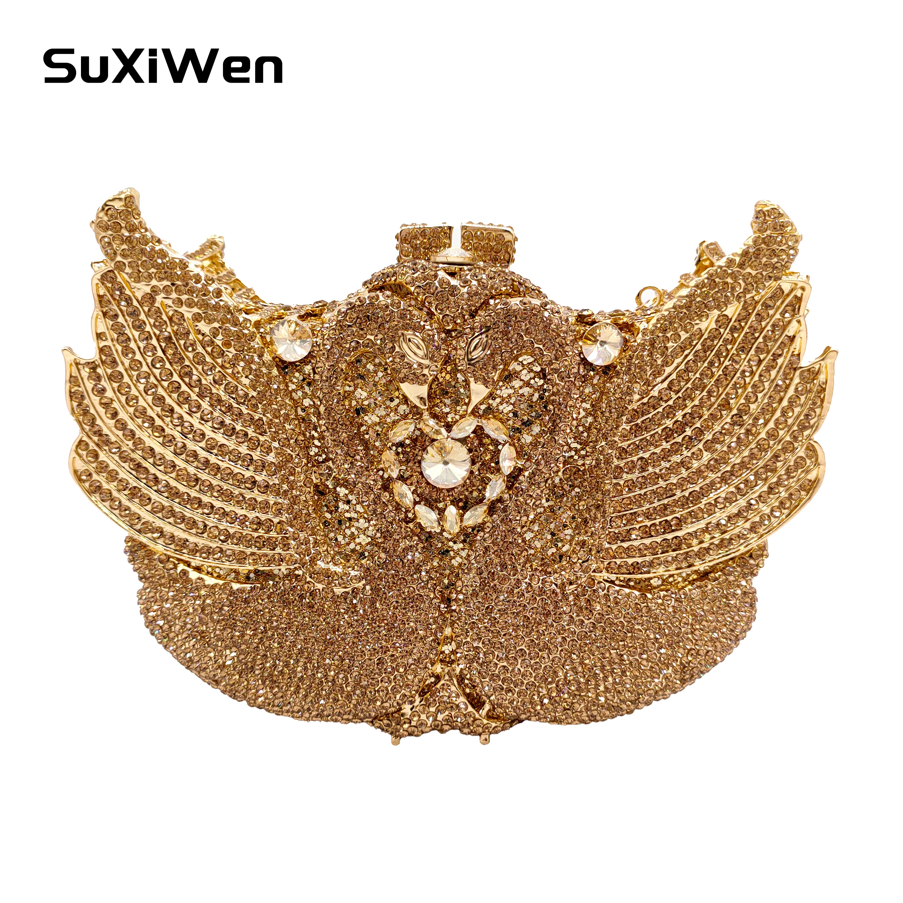 Luxury Swan Shape Clutch Women Diamond Stone Handbag Gala Party Purse Wedding Bridal Crystal Dinner Evening Bag