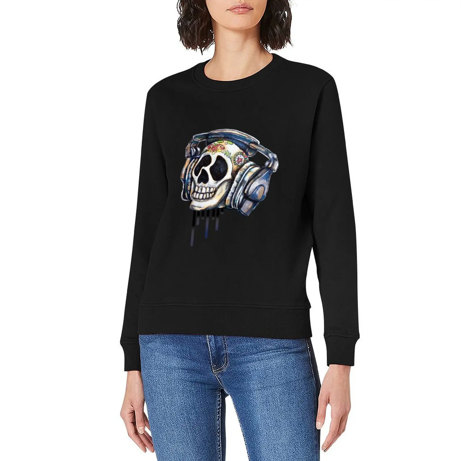 الجمجمة مع سماعات البلوز الملابس للرجال ملابس الخريف الكورية الخريف الجرافيك تي شيرت الرجال الرياضة البلوز رجل