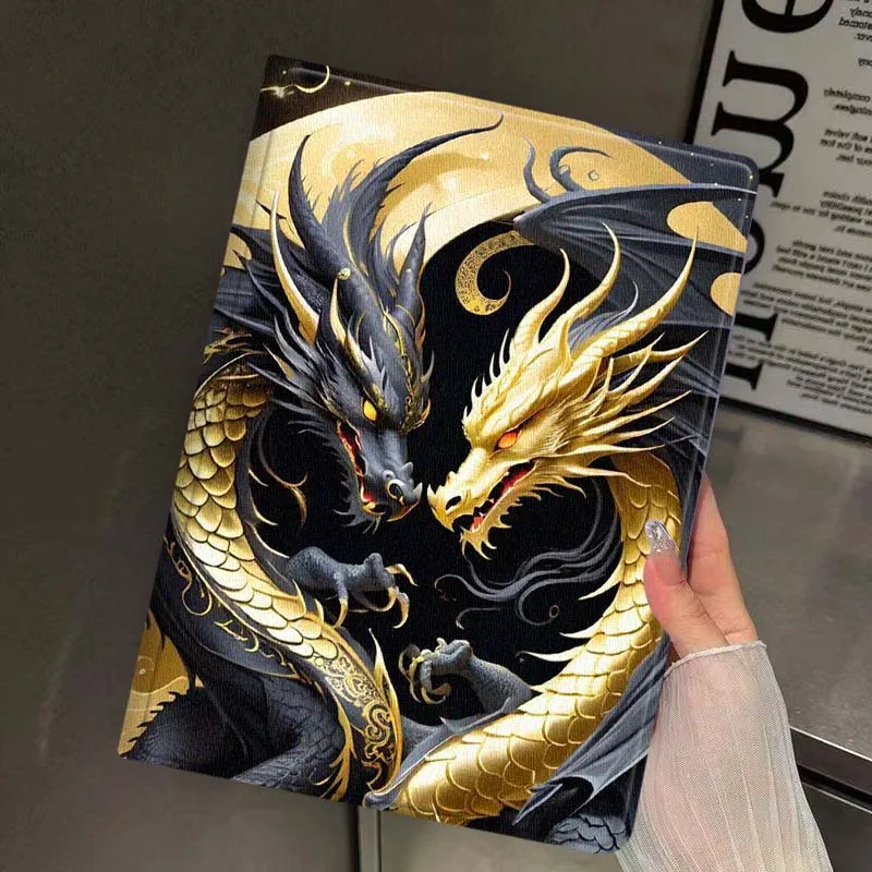 Cartoon Yin Yang Dragons For iPad Pro Mini Air 1 2 3 4 5 6 7 10 11 th 8 9 gen 11 M4 M5 Foldable Tablet Case Cover