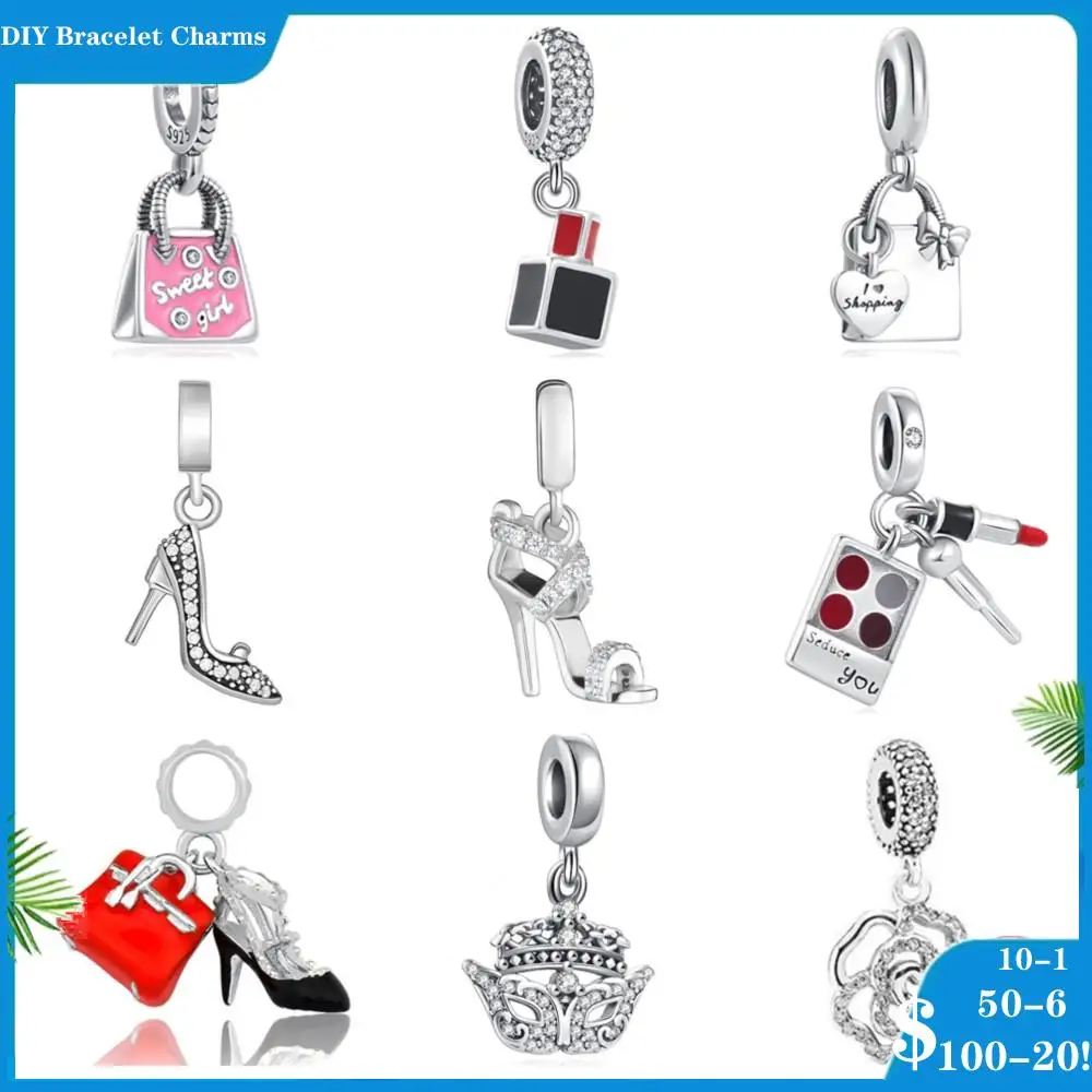 

Лидер продаж, кулон из стерлингового серебра 925 пробы, губная помада на высоком каблуке, подходит для оригинального браслета-подвески, модные ювелирные изделия своими руками для женщин