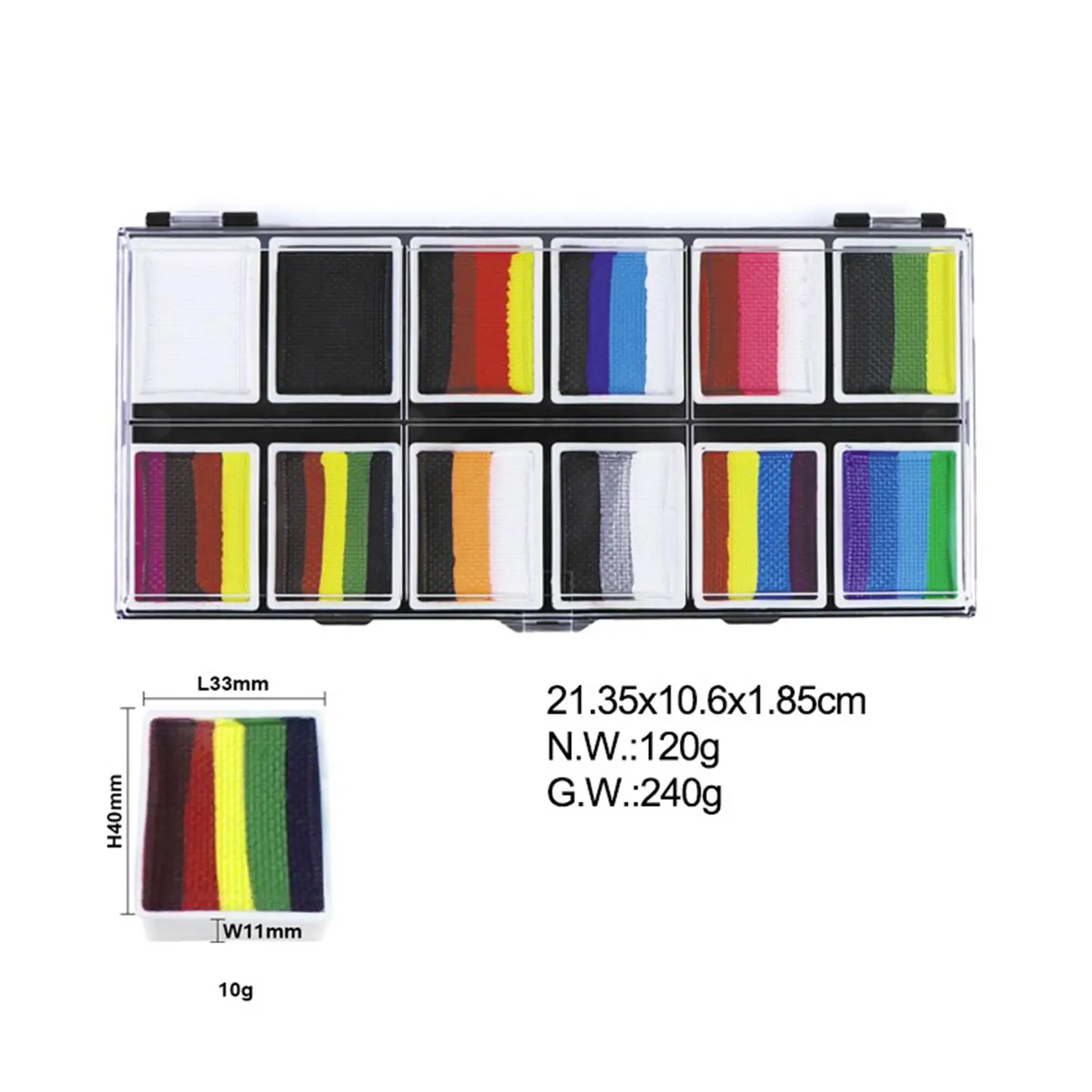 Juego de pintura facial y corporal a base de agua, paleta de maquillaje de 12 colores, lavable seguro para niños y adultos, vestido elegante, escenario de Carnaval