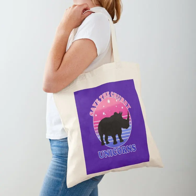 Save The Chubby Unicorns Purple Tote Bag reusable shopping bags Canvas cute pouch bag tote bag women
