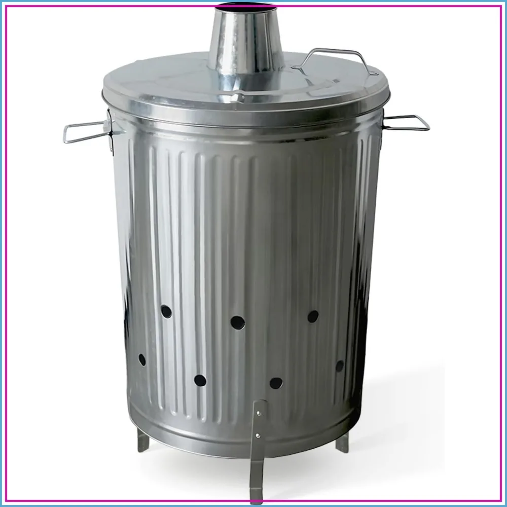 Metal Burn Barrel for Outside Burning Trash Leaves Paper - 20 Gal Galvanized Steel Burn Cage