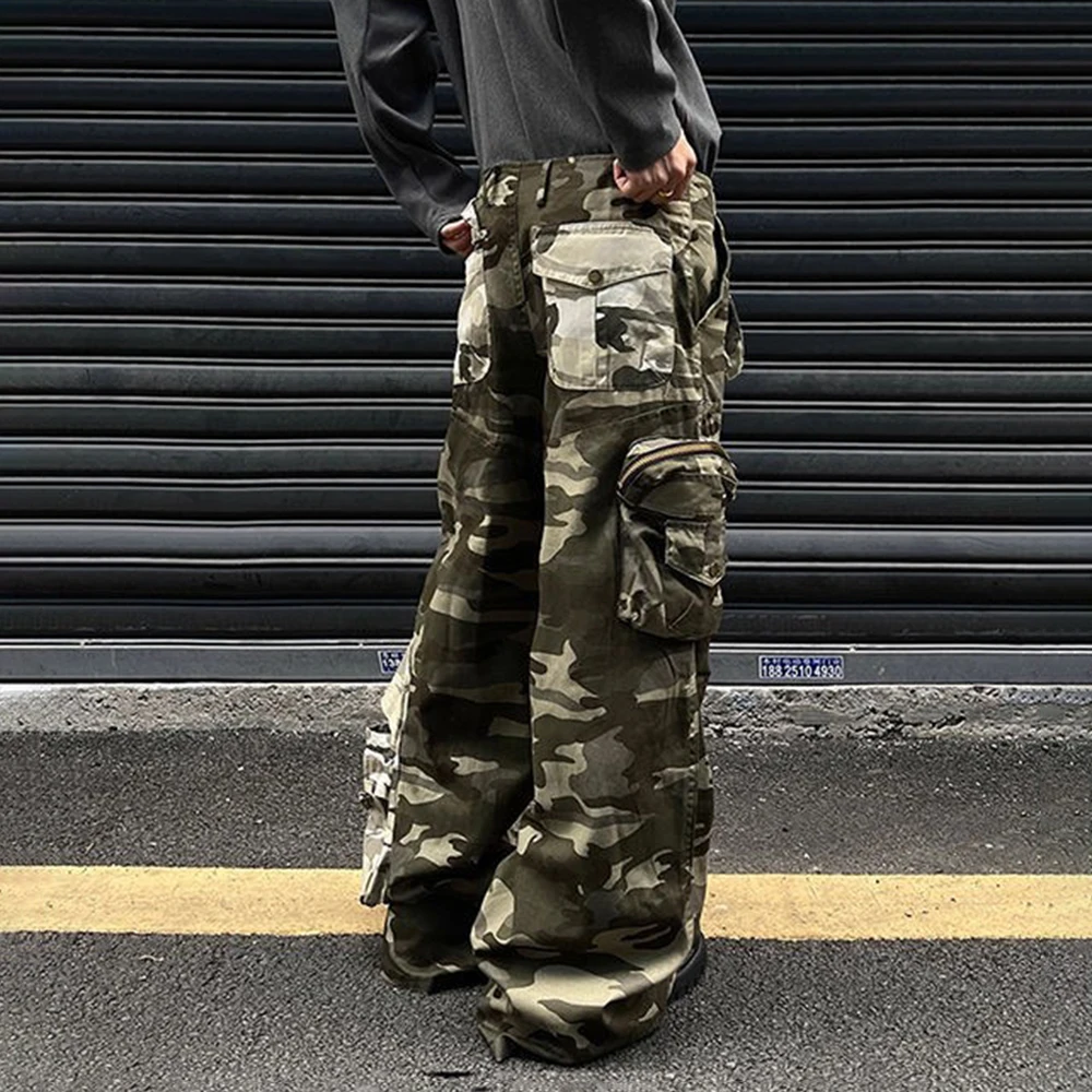 American Street Three-Dimensional Pocket Straight Overalls For Men 2025 Spring Autumn Fashion Trend Loose Casual Flared Pants