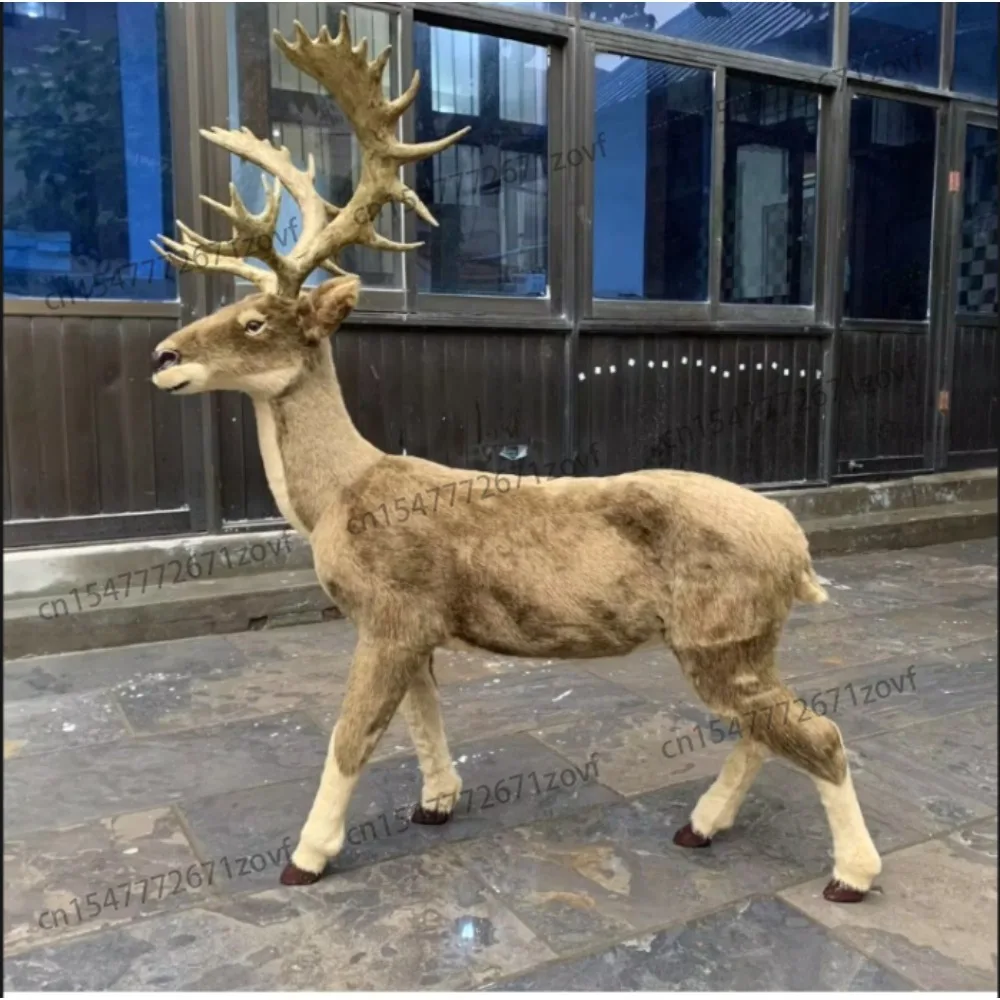 

Large Faux Fur Reindeer Artificial Decoration Novelty Animated Elk Animal Gift Creative Life Size Christmas Reindeer Decoration