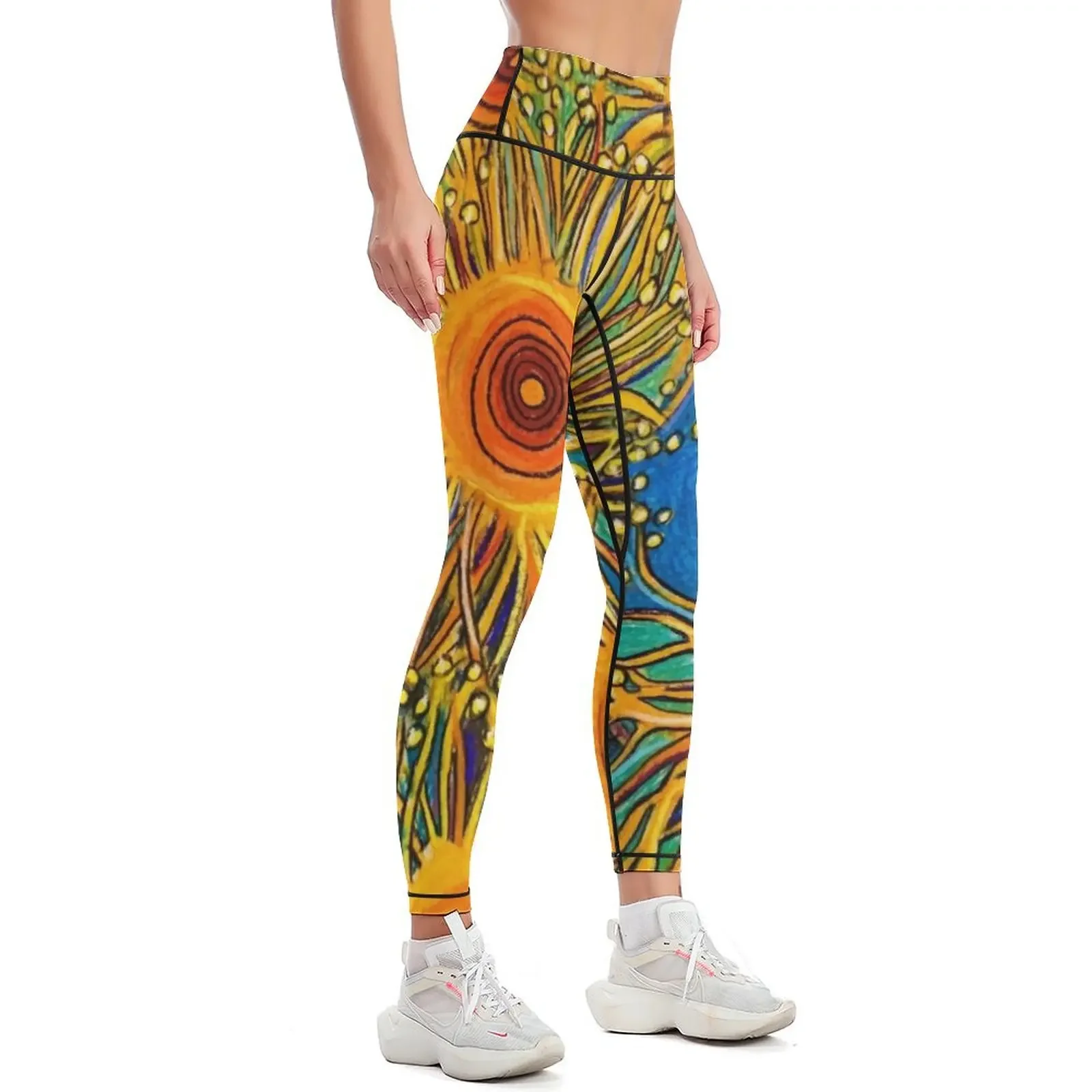 Design- Sunny Days Leggings for girls Sports pants for Women's trousers Womens Leggings