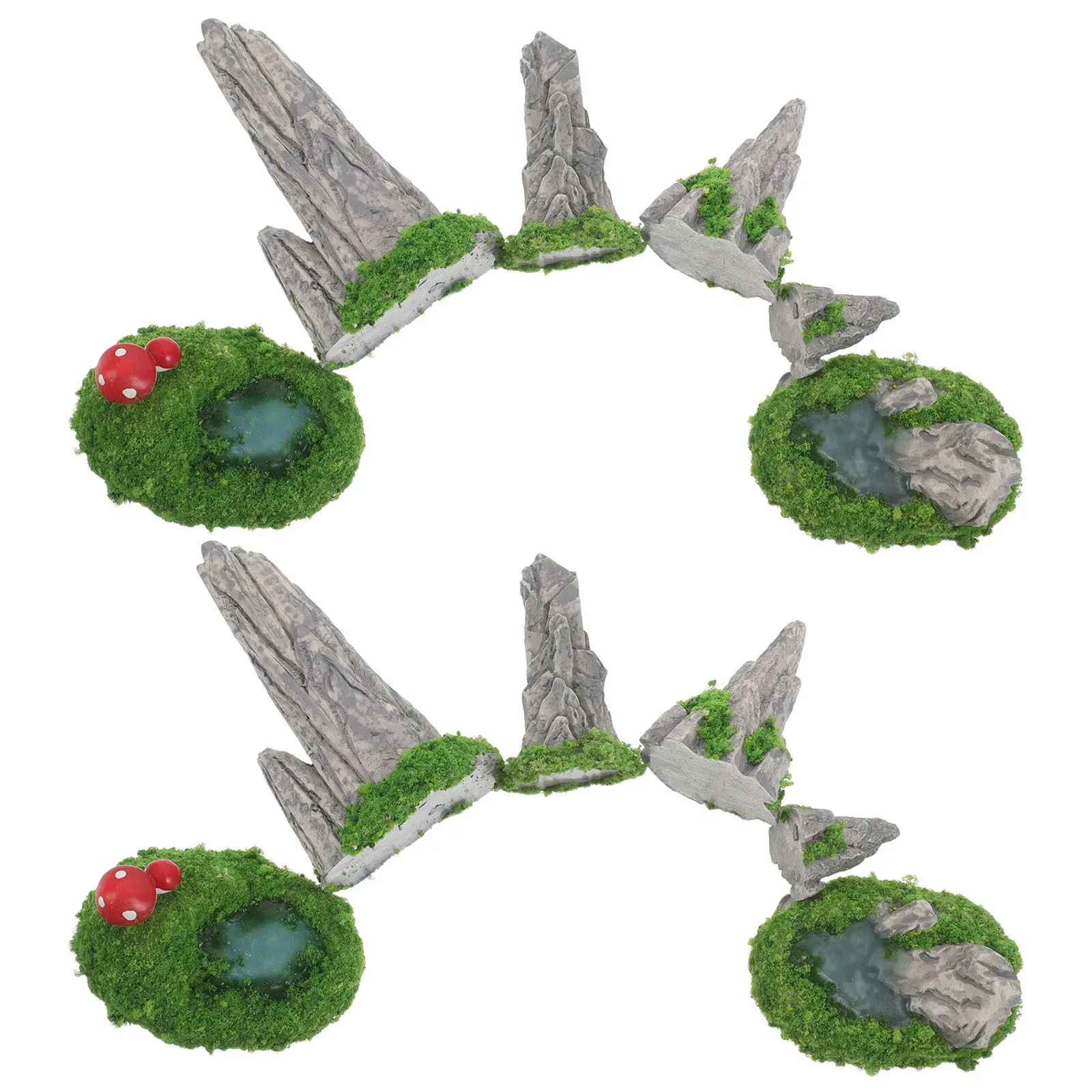 12Pcs Fairy Garden Miniatures Accessories Miniature Landscape Rocks Moss Mountains Diorama Pond Waterfalls Decoration Christmas